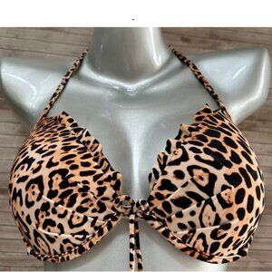 NWT Victorias Secret Full Coverage Fabulous Push Up Halter Swim Bikini Top 34C